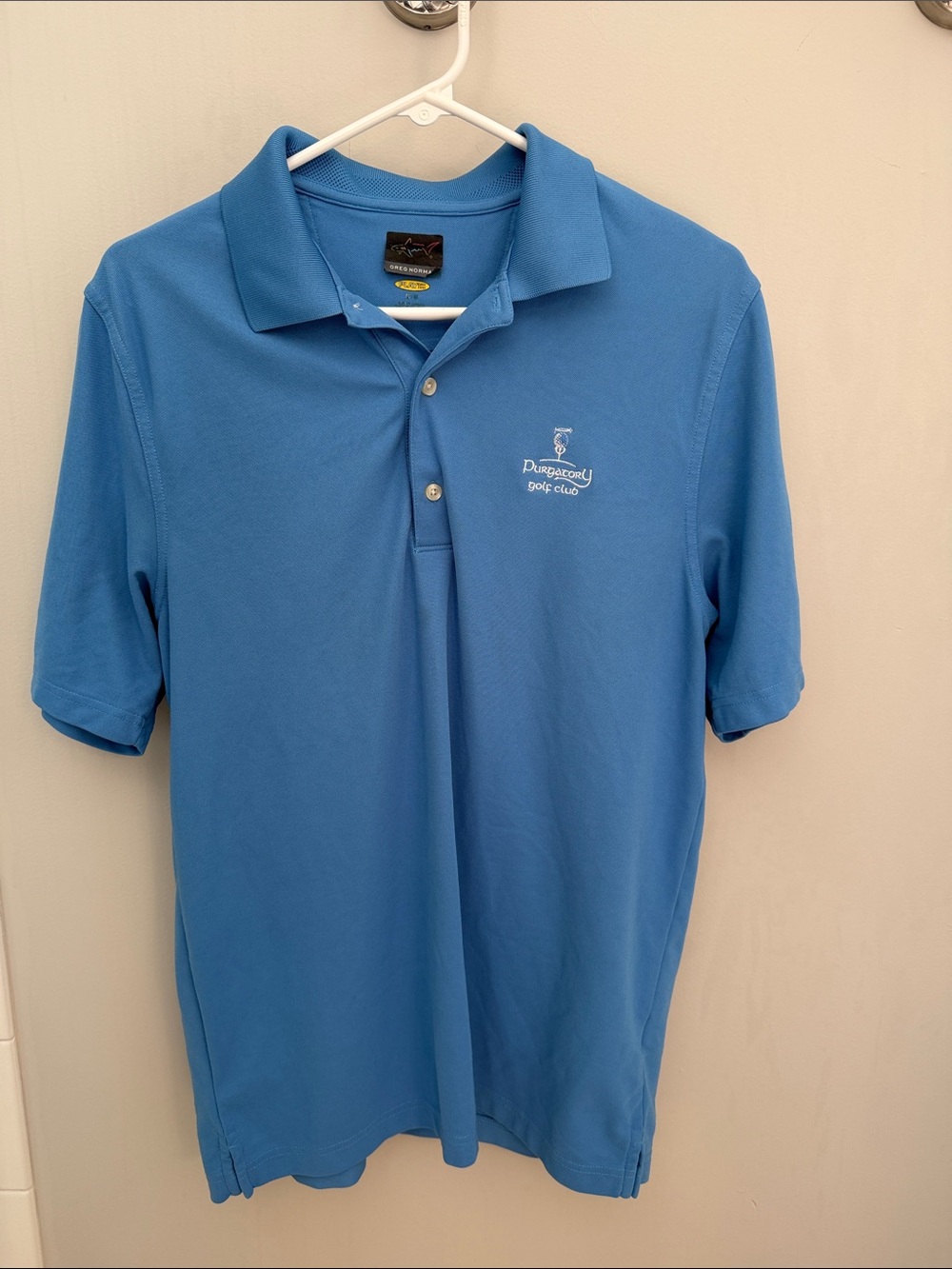 Greg Norman Collection Sky Blue Polo Shirt with Embroidered Logo